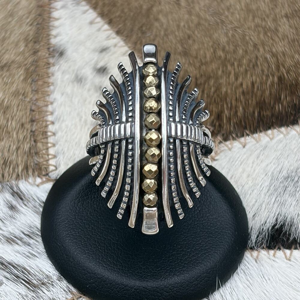 Relios Jennifer Nettles Sterling Silver Hematite Knuckle Dome Ring Size 10